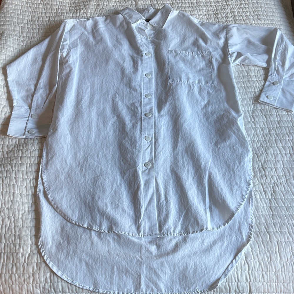 Women's White Button-Up High-Low Shirtdress